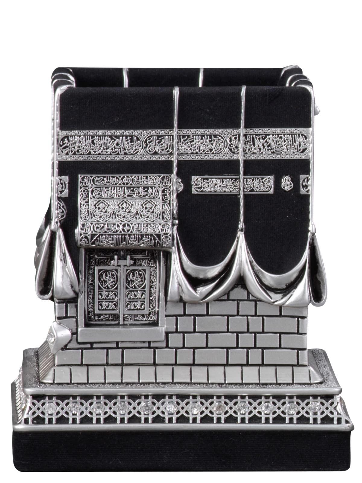 Islamic Home Decoration, Muslim Table Art Decor, Kaaba Replica Model, Ramadan Eid Gifts for Muslim, Bookend, Islamic Turkish Decor, Size: Large, Color: Silver