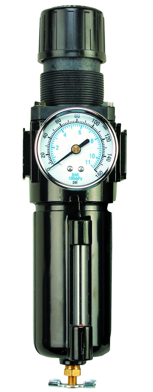 B752GW 1/4" Fil/Reg, Metal Bowl, Gauge, 250 Psig Max Pressure, 50 Scfm, 40 to 175 Degrees F, Black Coated Aluminum Body