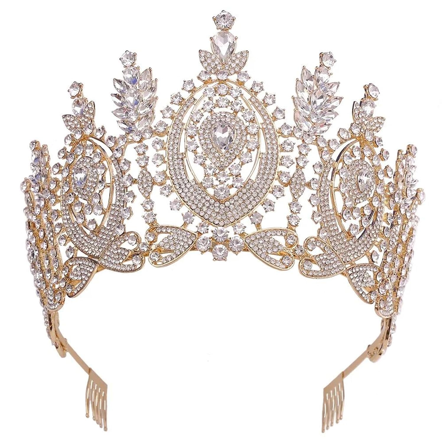 Large Vintage Rhinestone Tiara Crown For Women Royal Queen Headpiece Bridal Wedding Prom Pageant Hair Accessories