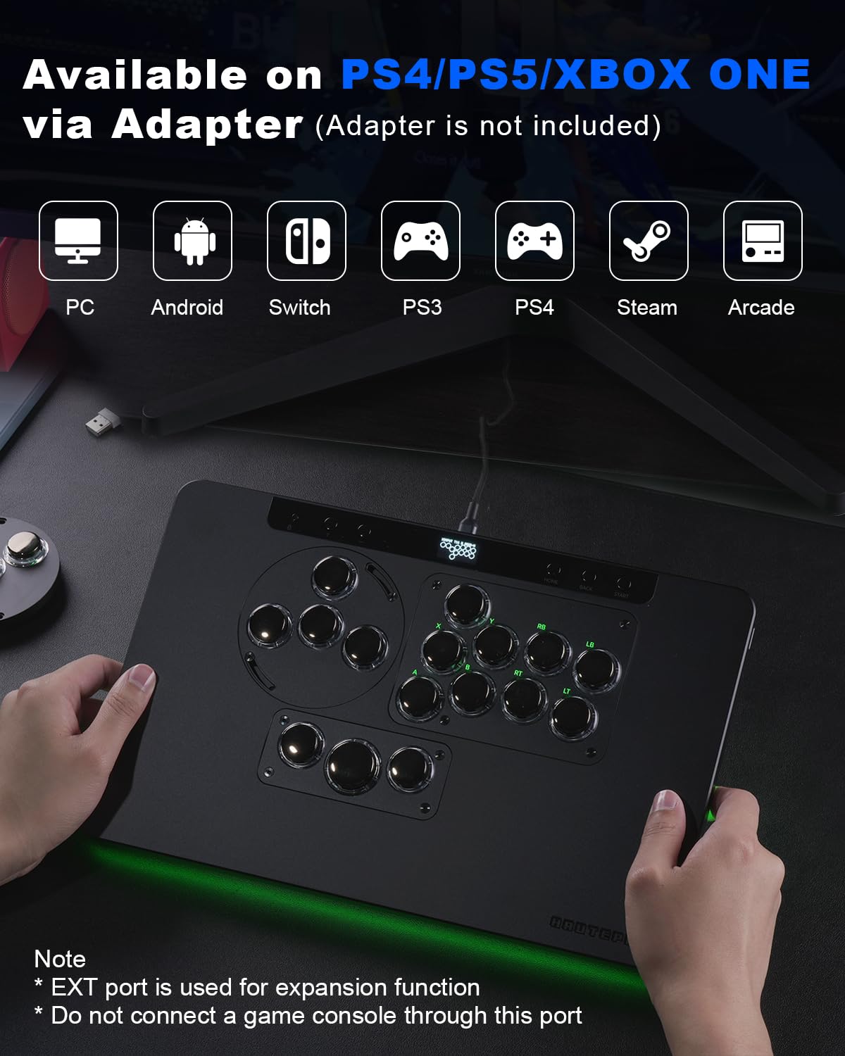 Haute42 Leverless Controller Arcade Stick: Leverless Arcade Stick X Series with Ambient RGB and Tournament Lock Switch,Arcade Stick with Kailh Ice Cream Switches,Arcade Controller with Interchangeable Module for Switch, PC, PS4, PS3