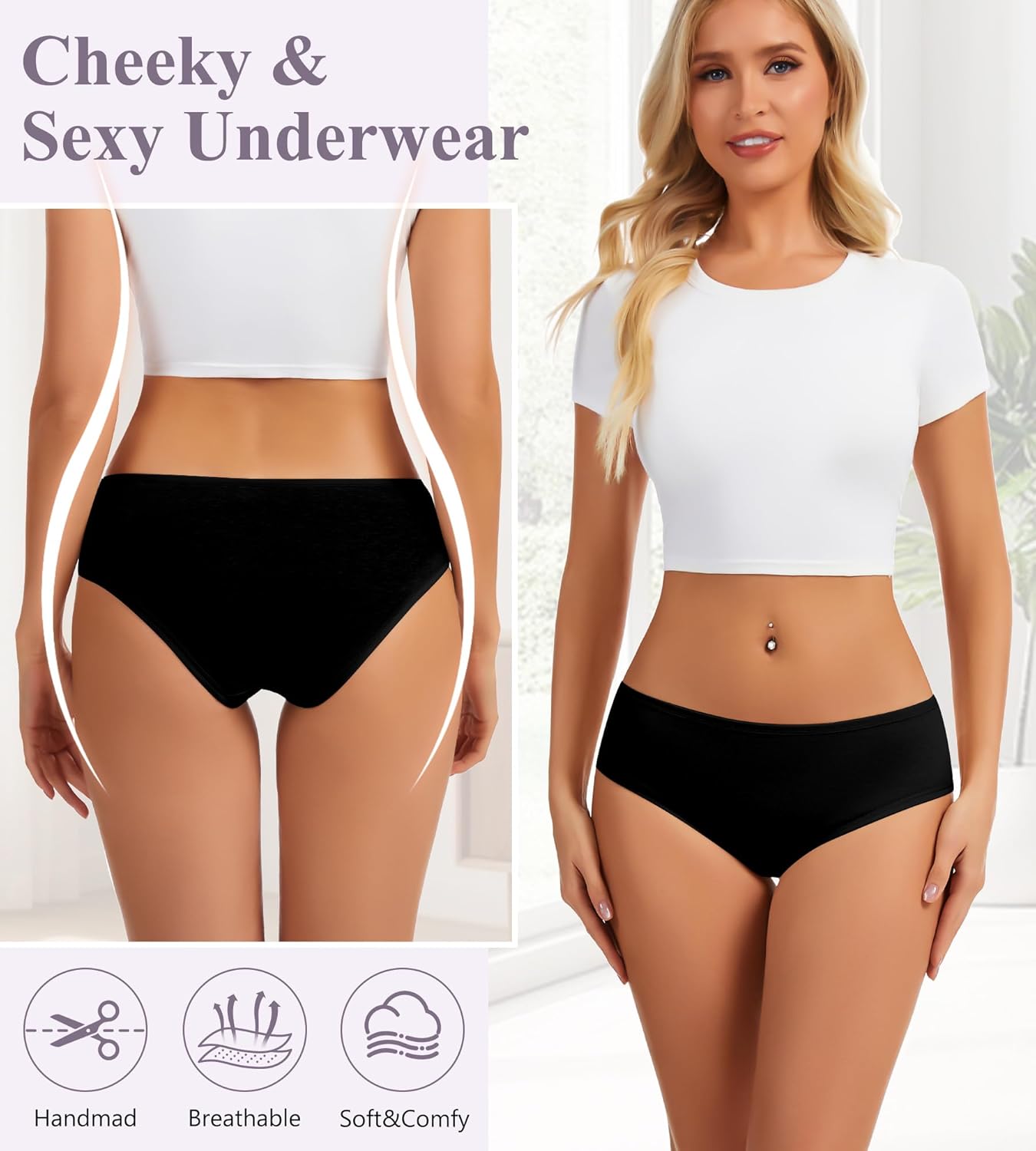 Womens Cotton Underwear Hispter Soft Bikini Panties Breathable Stretch Low Rise Ladies Multipack - Image 3