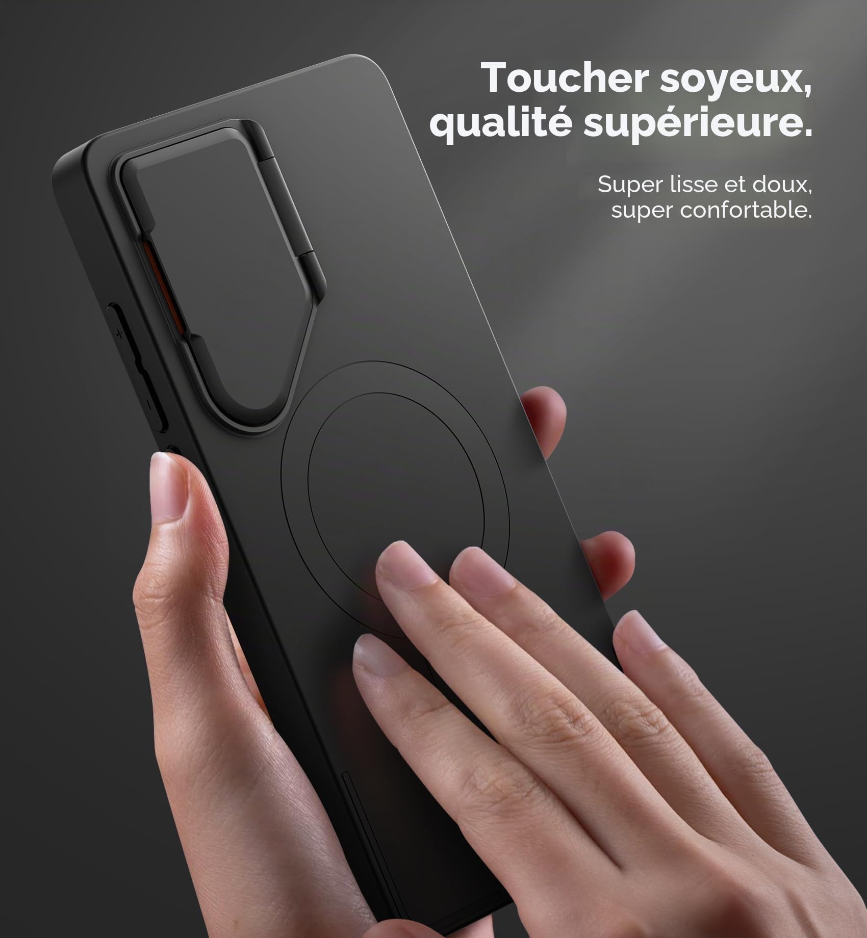 SURITCH Magnétique Coque Compatible avec Samsung Galaxy S26 Ultra avec Couvercle de Caméra et Support Métallique Résistante aux Chocs Housse de Protection-Noir