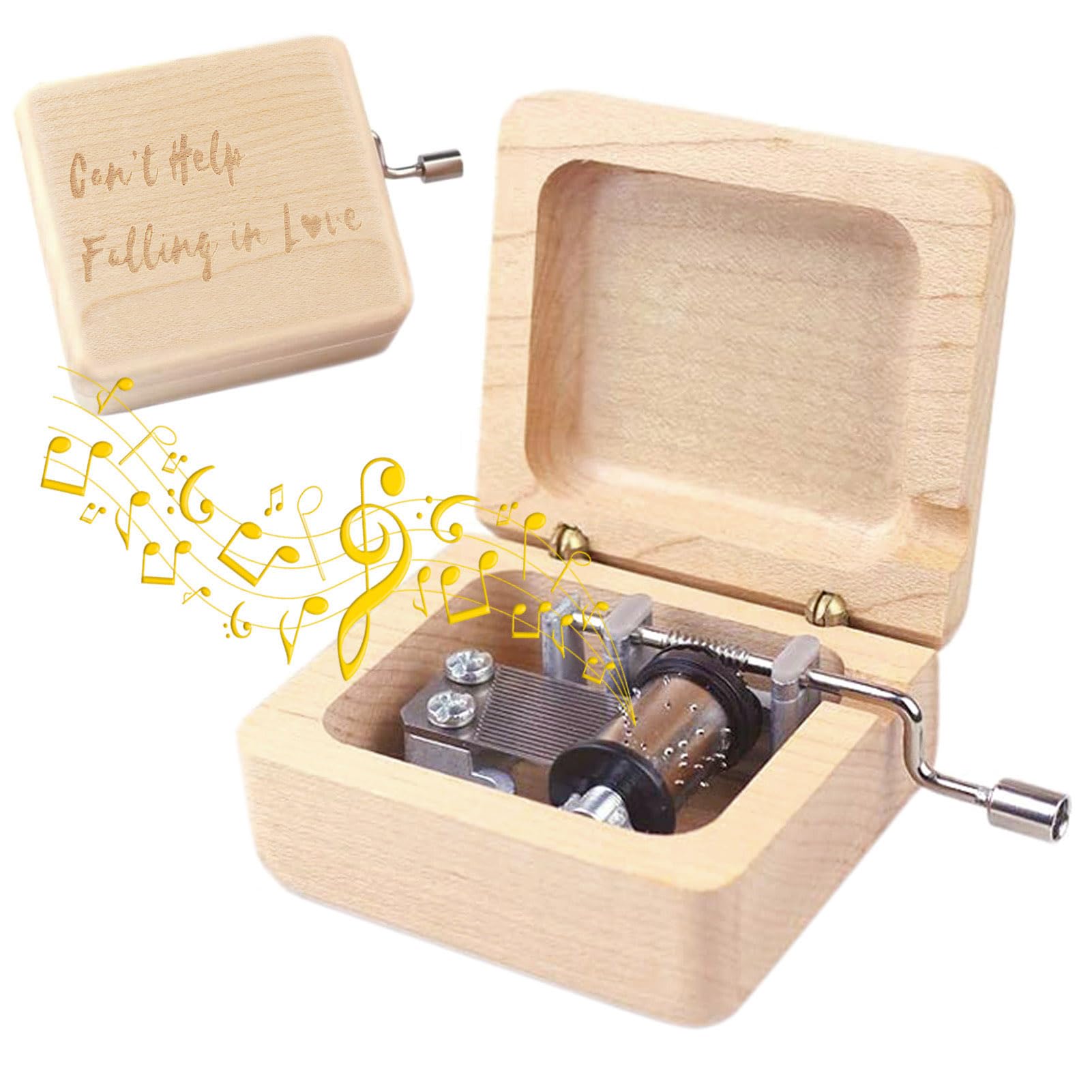 ROSIKING Wooden Music Box Hand Crank Classic Antique Carved Musical Boxes Christmas Birthday Valentine's Day Gifts Plays Can't Help Falling in Love