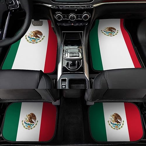 Miniatura 6 de Bagea-Ka Juego de 4 alfombrillas de protección delantera y trasera con patrón de bandera de México, universal, apta para todo tipo de clima, se