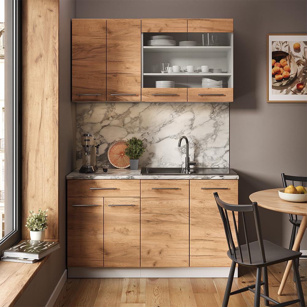 Vicco Cuisine R-Line, Chêne Artisan/Anthracite, 140cm , PT Marbre | Leroy Merlin