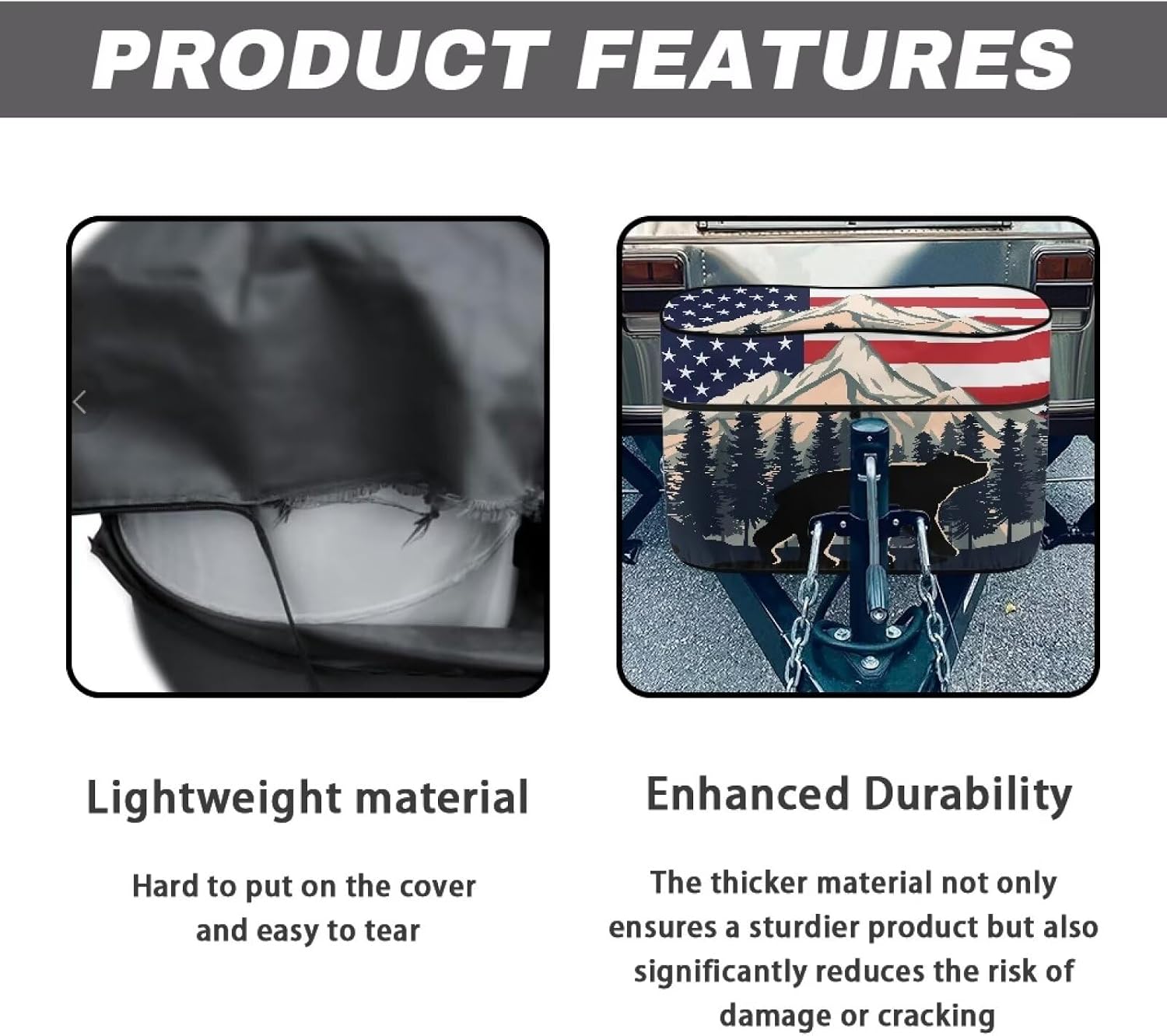 Horeset RV Accessories RV Travel Trailer Propane Tank Covers Camper Propane Tank Exterior Cover Decor American Flag Bear Waterproof Weather Resistant Elasticized Hem Medium Double 20 LB