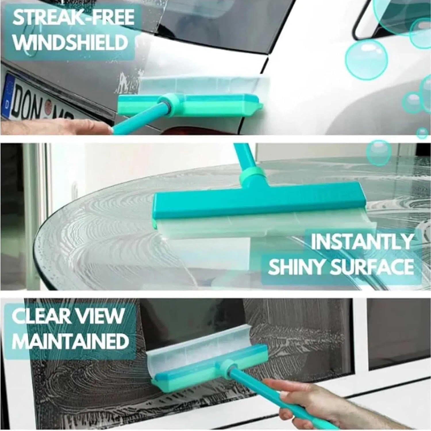 Kit per la pulizia dei vetri, in silicone riciclabile, per vetro, specchi, finestre, parabrezza auto, ideale per uso domestico, soluzione detergente completa