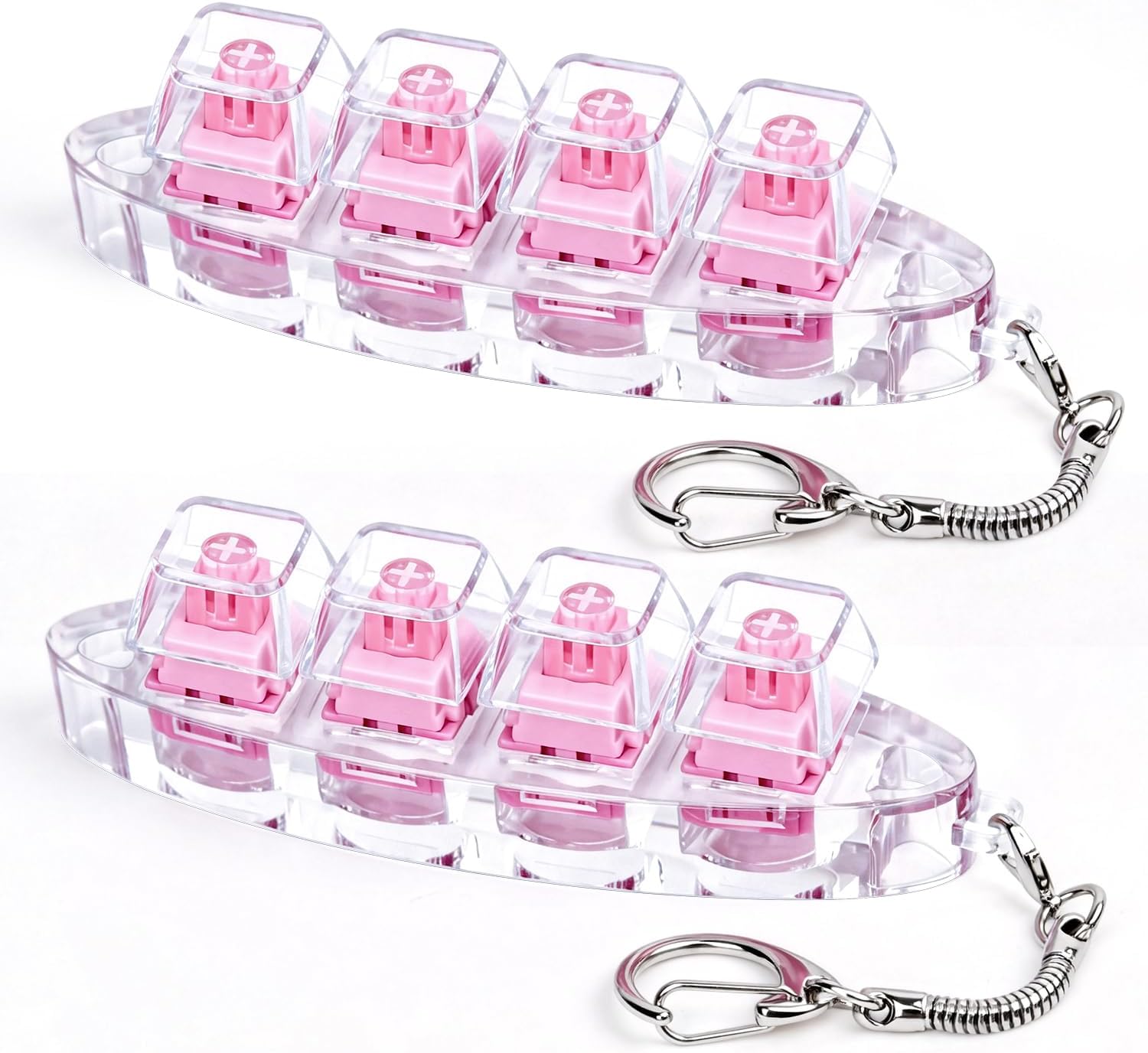 Axlksia 2 Pack Boat Shaped Keyboard Fidget Toy, Fidget Clicker Keyboard Fidget Keychain, Button Fidget Gifts for Adults to Relieve Stress and Pass Time (Silent C)