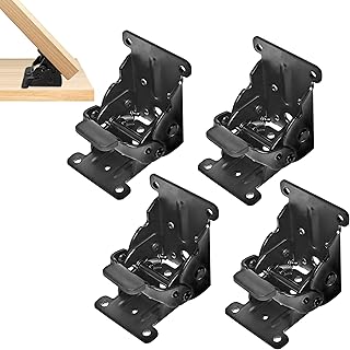 4 Pack Folding Brackets Self-Locking Hinge 90 Degree Bracket Brace Hradware for Folding Table Legs (4)
