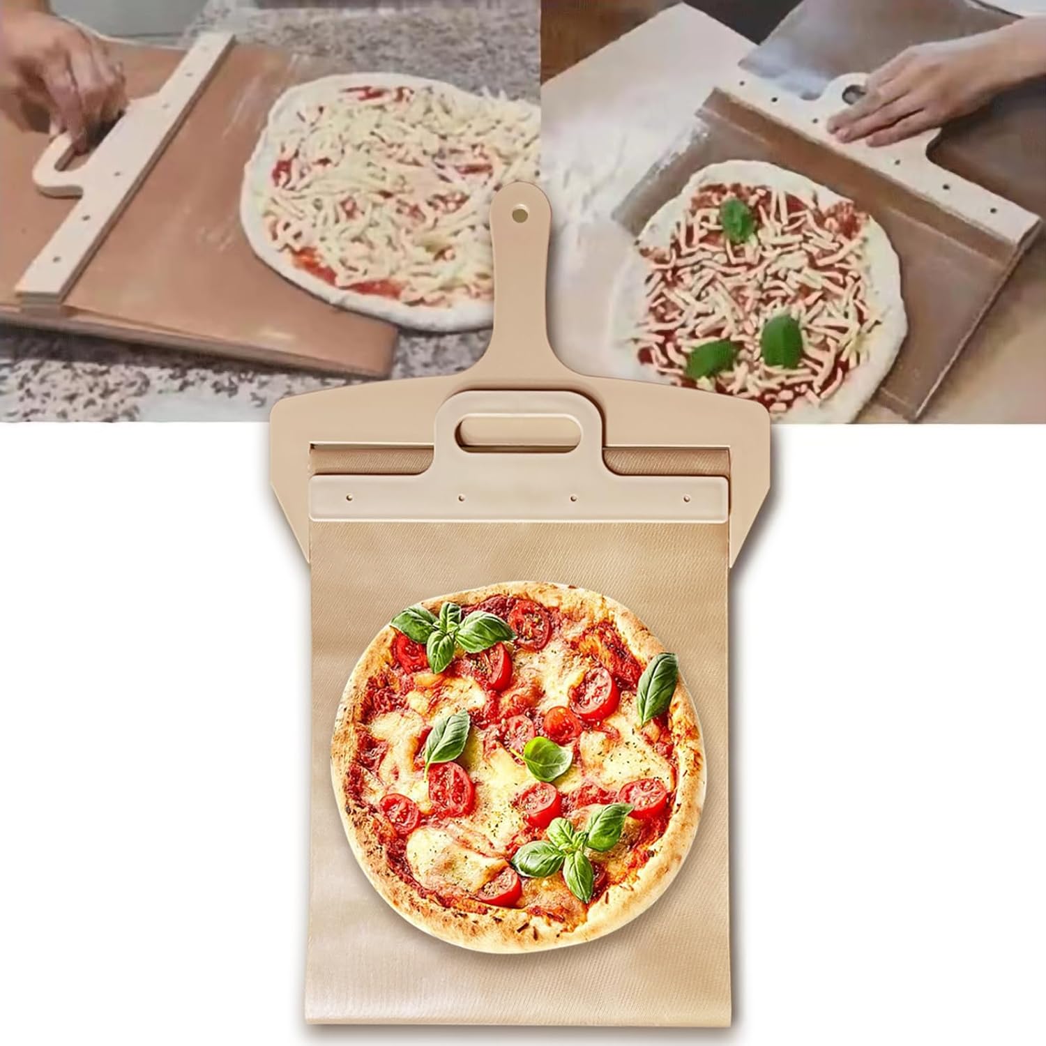 Sliding Pizza Peel,Seamless Pizza Transfers,Pala Pizza Scorrevole,Pizza Peel Shovel with Handle,Essential Pizza Oven Accessory for Indoor Outdoor