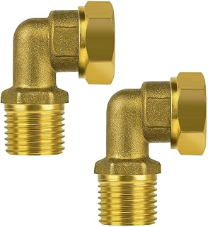 1/2 IPS Female to 1/2 IPS Male 90 Degree Elbow Brass Water Line Adapter for clawfoot tub shower faucet mount connector, Pack of 2