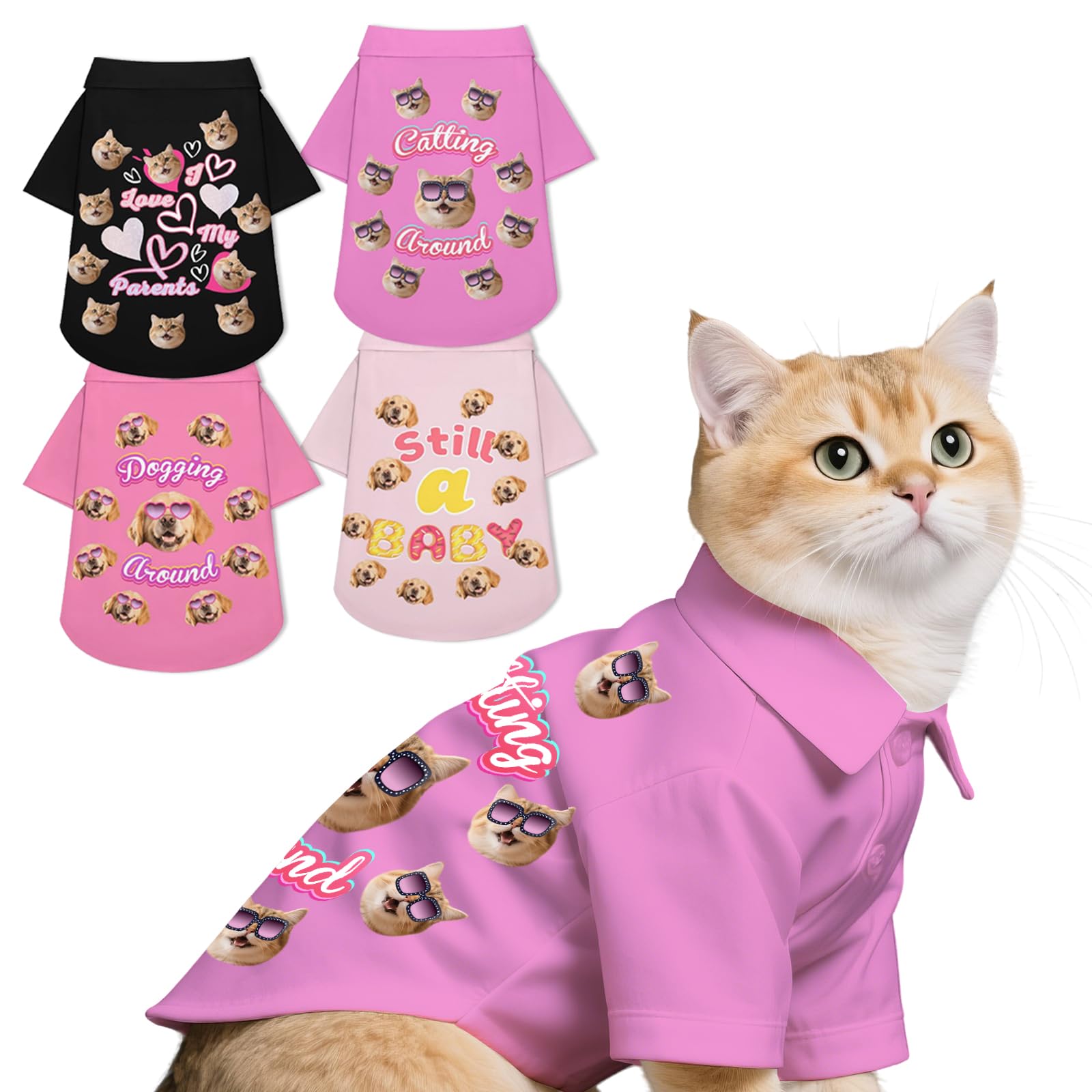 Personalised Dog Shirt Custom Dog T-Shirt with Photo Name Text Logo, Personalised Summer Breathable Pullover Pet Outfit Clothes for Small Medium Large Dogs Cats Kitten Puppy — image 1