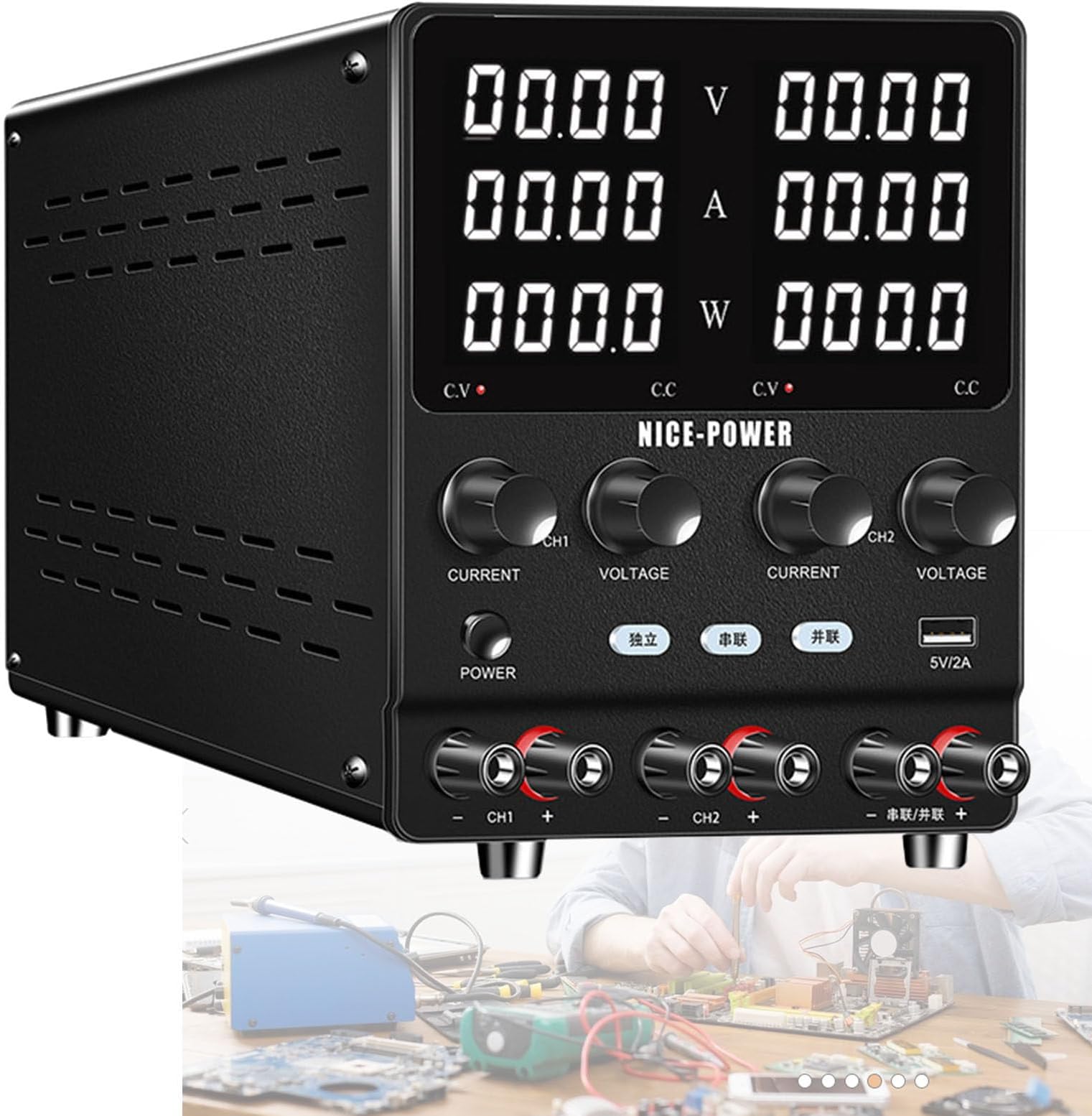 Dual DC Power Supply, Adjustable Switching Regulated Bench Power Supply with 4-Digit LED Display & Overcurrent Protection for Laboratories and DIY Projects, 60V 5A