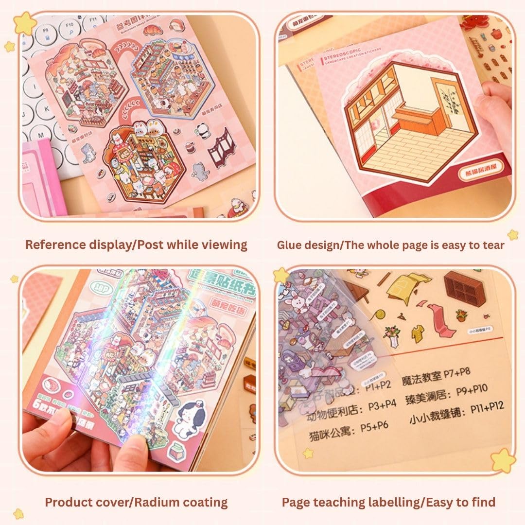 Kids Sticker Activity Book - 3D Cartoon Fun! -8
