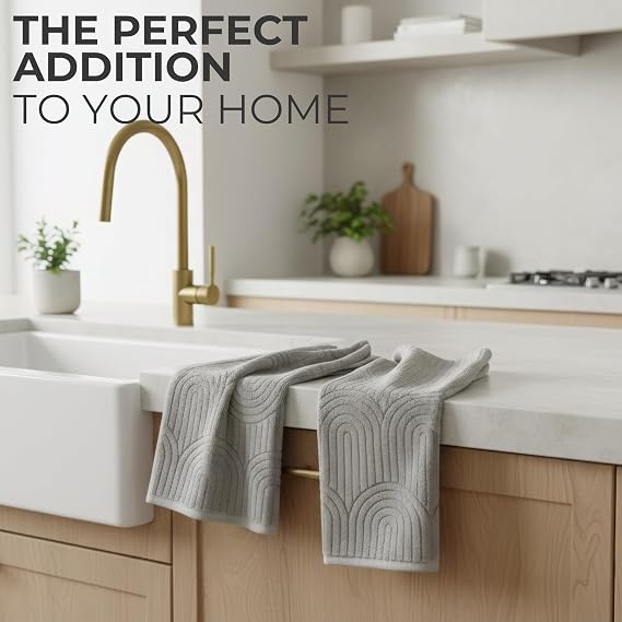 KIBAGA Decorative Hand Towels for Your Bathroom Or Kitchen Luxurious Set of 2 Soft Boho Cotton Towels are Absorbent, Lightweight & Dry Quickly - Perfect to Elevate Any Bath Decoration at Home