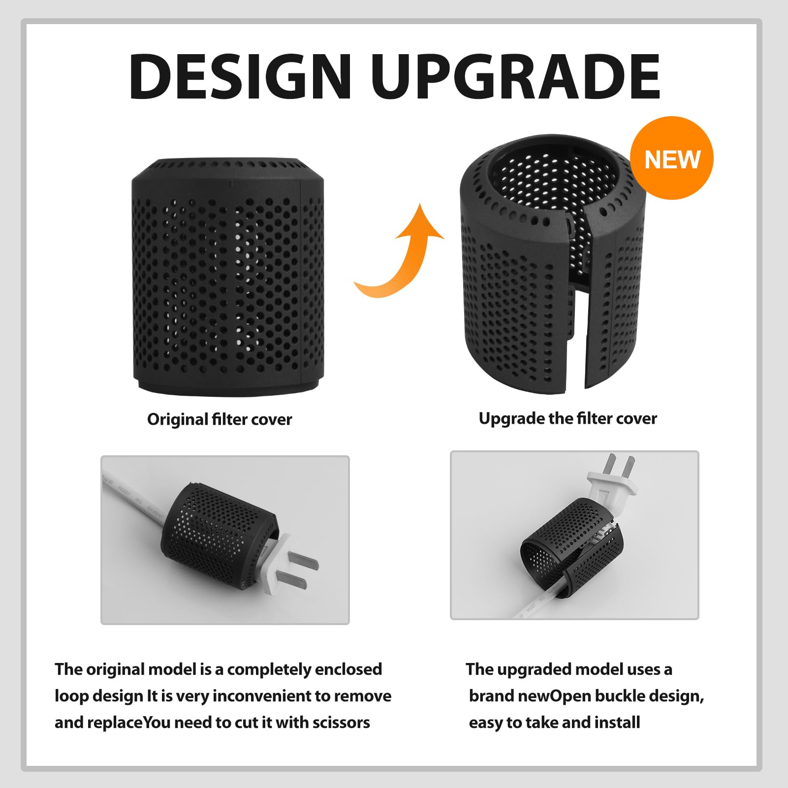 Zewnętrzna osłona filtra do suszarki do włosów Dyson Supersonic modele HD01, HD03, HD08, HD15 - pyłoszczelna siatka filtrująca, konstrukcja częściowego otwierania, wysokiej jakości materiały, nie