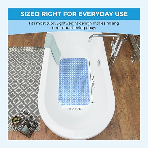 Miniatura 5 de Splash Home Tapete antideslizante para bañera con 86 ventosas, tapete de ducha antimoho para bañera interior, antideslizante, resistente al moho,