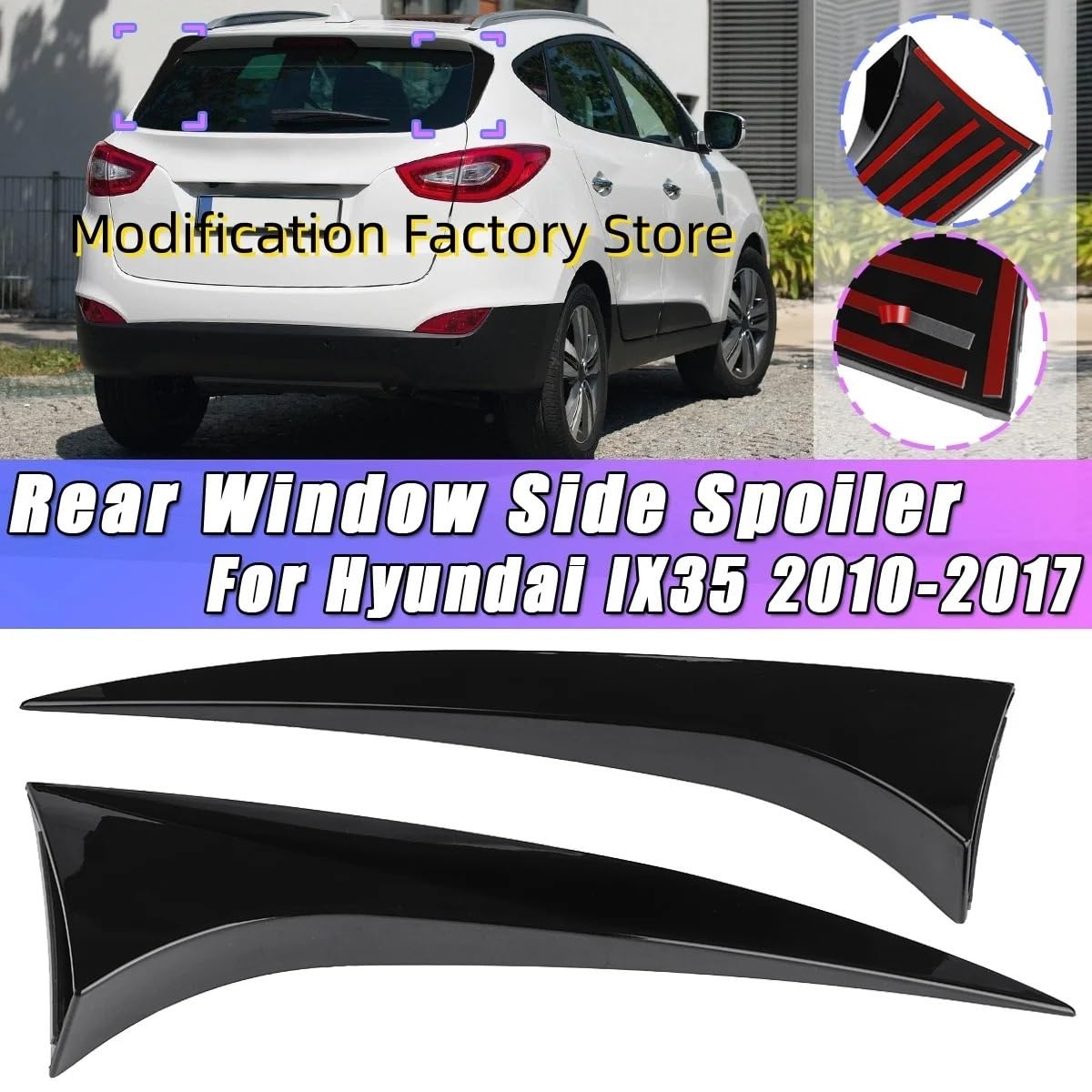Spojler dachowy tylne skrzydło tylny spojler Pasuje do Hyundai IX35 2010-2017 Spoiler boczny tylnego okna Spoiler Canard Canards Splitter