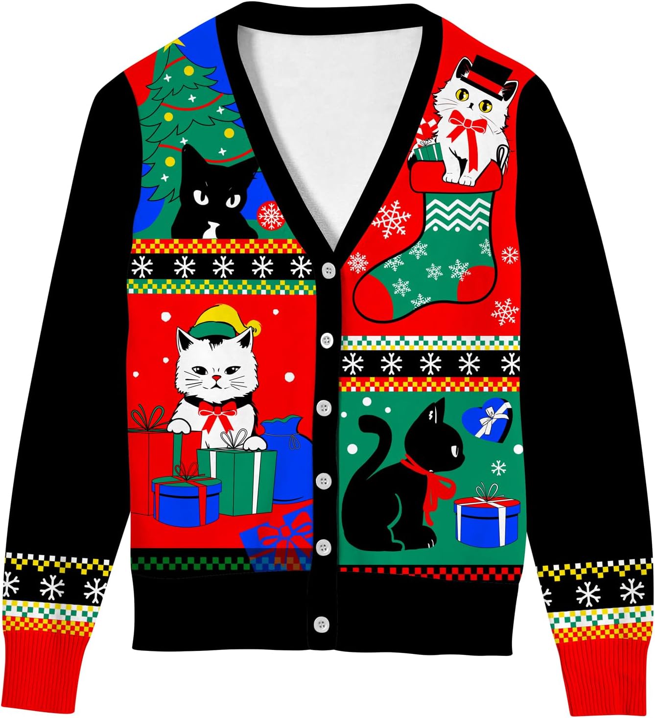 Goodstoworld Women Ugly Christmas Cardigan Sweater Long Sleeve Button Down Cozy V Neck Sweater Soft Knitwear