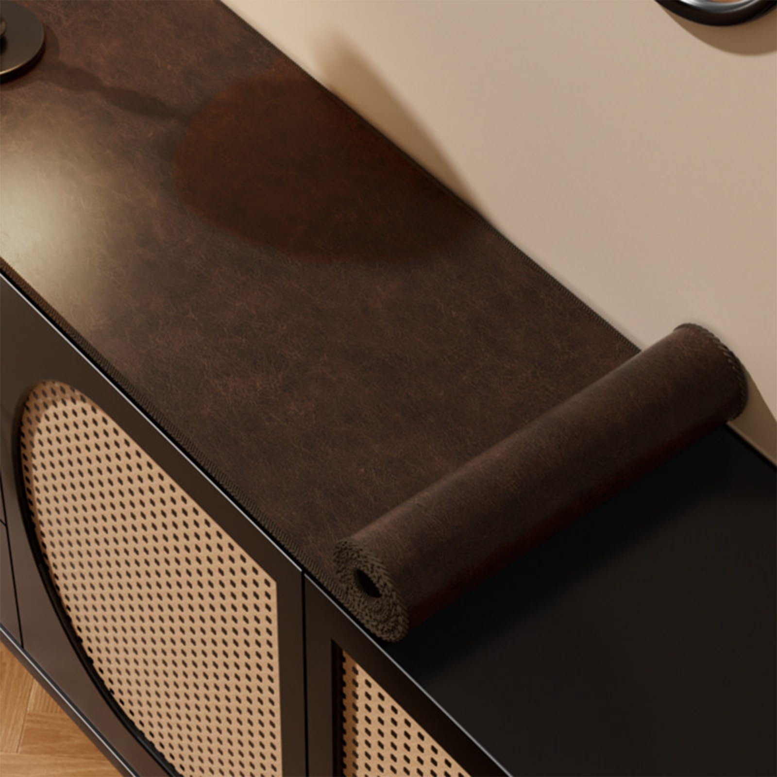 GBPLDMAQ Cuttable PU Window Seat Cushion, Watertight Window Sill Mat, Scratch Resistant for Sill Cabinet Desk Shelf(Brown,50x120cm/20x47in)