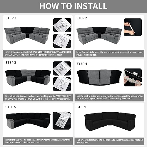 Miniatura 7 de Easy-Going Funda reclinable 100% impermeable, funda elástica para sofás reclinables, funda de sofá modular extragrande, protector de muebles en