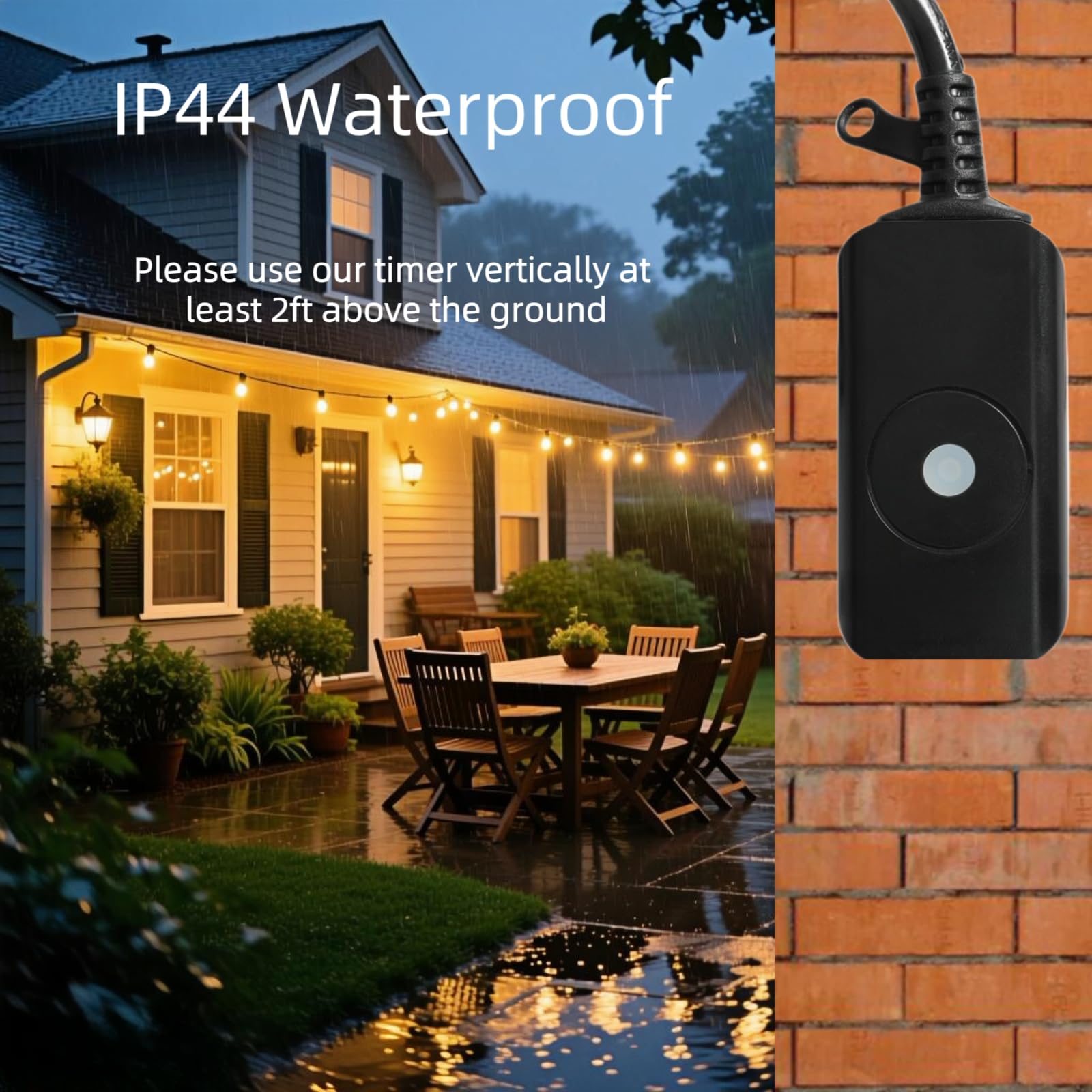 5GHz 2 4 GHz Outdoor Smart WiFi Plug Outlet IP44 15 Amps One Grounded Outlet Wireless Remote Alexa — view 6