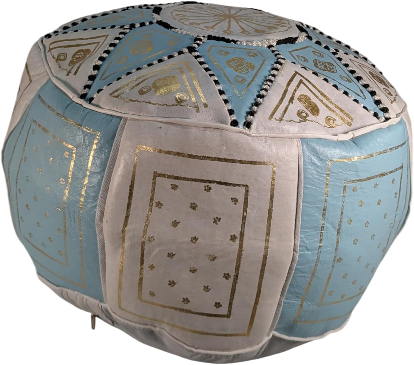 Terrapin Trading Special Edition Handmade Moroccan Leather Pouffe - Pale Blue