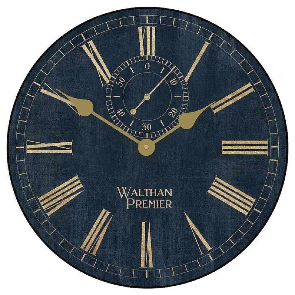 Alston Walston Navy & Gold Large Wall Clock | Ultra Quiet Quartz Mechanism | Hand Made in USA Beautiful Crisp Lasting Color | Comes in 8 Sizes | 18-Inch