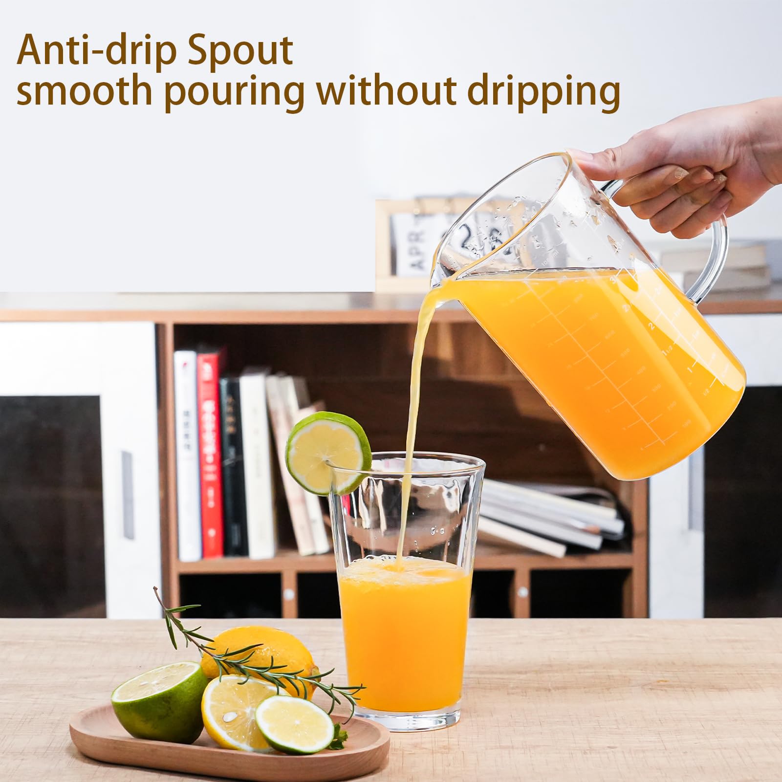 Glass Measuring Cup with Multiscale Precision & V-Shape Pouring Edge,High-Temperature Resistance & Non-Slip Design for Home Chefs-1Pack (1000ml) - Image 4
