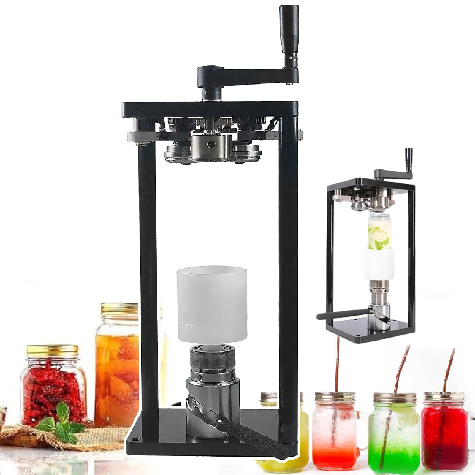 Manueller Glas-Versiegeler mit verstellbarer Höhe – ideal für Zuhause und professionelle Konserven in verschiedenen Größen
