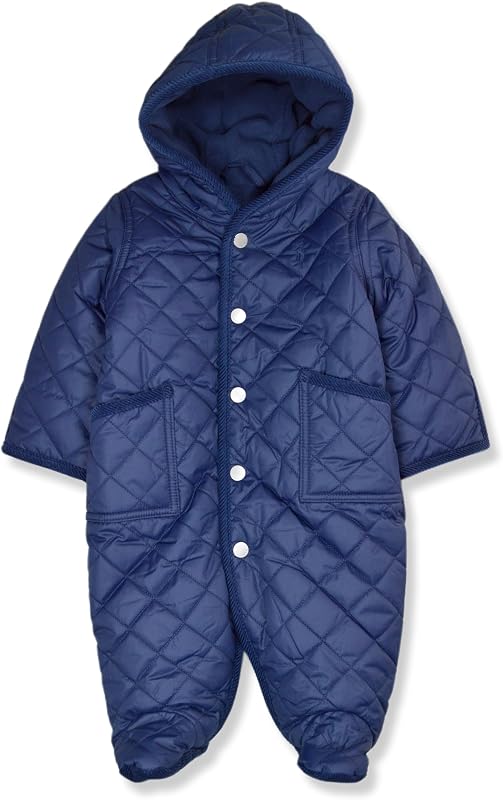 Ralph Lauren Infant Baby Boys Fleece Lined Insulated Quilted Bunting Snowsuit Coverall,