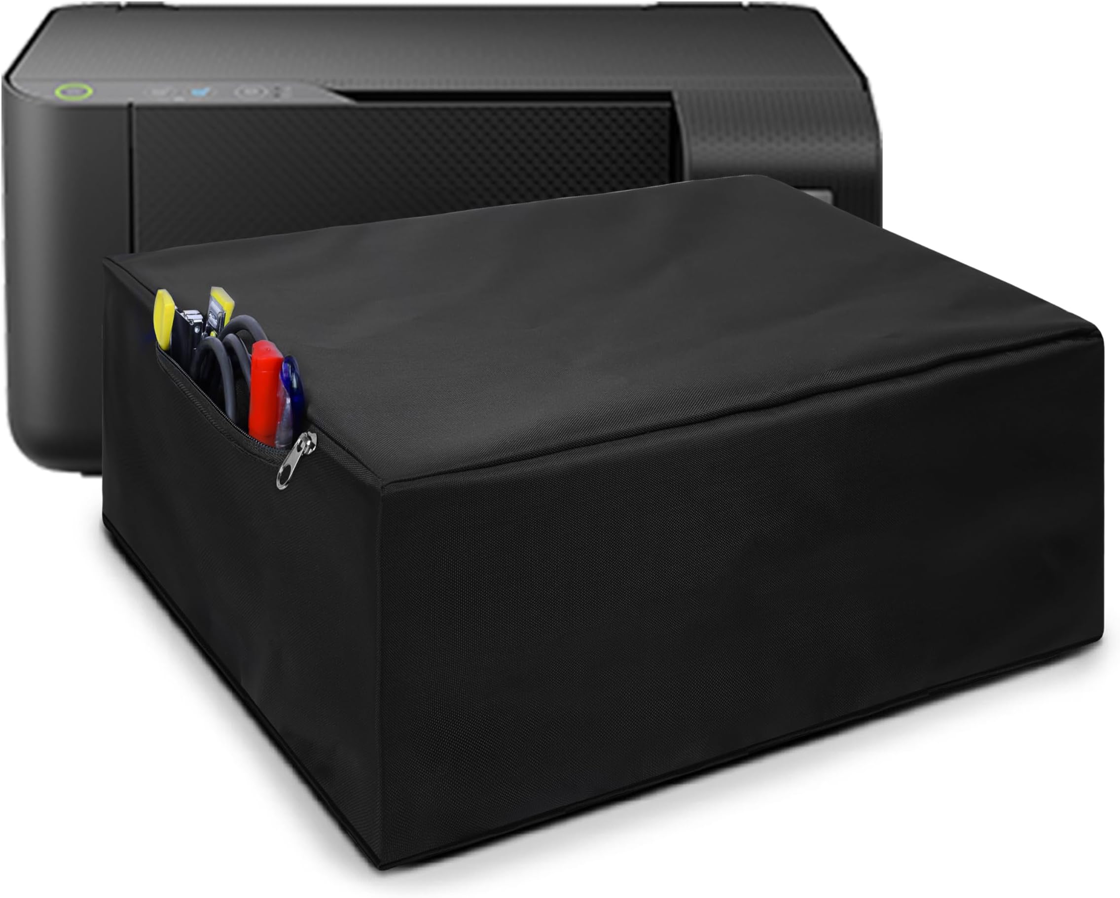 Nylon Dust Proof Washable Printer Cover for Epson L3210 / L3252 / L3256 / L3250 / L3215 / L3151 All-in-One Ink Tank Color - Black
