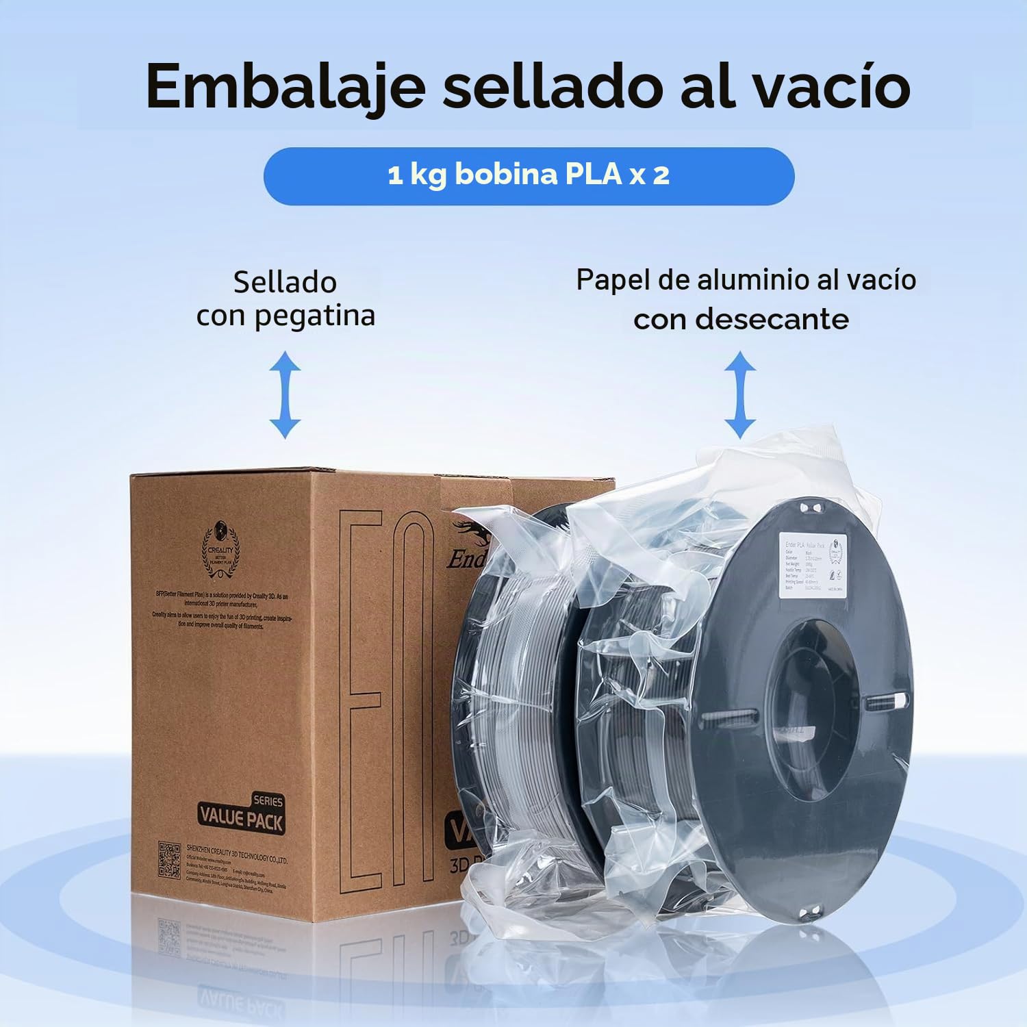 Creality Ender Filamento PLA de 1,75 mm, 4 unidades, negro, blanco, gris, rojo, sin enredos, fuerte adherencia, precisión ± 0,02 mm