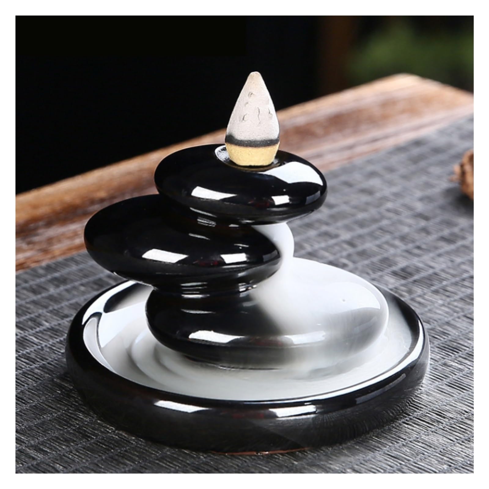 Räucherstäbchen Räuchergefäß Halter Rückfluss-Räucherstäbchenhalter, Heimdekoration, Rückfluss-Räuchergefäß Zuhause Büro Yoga(Black)