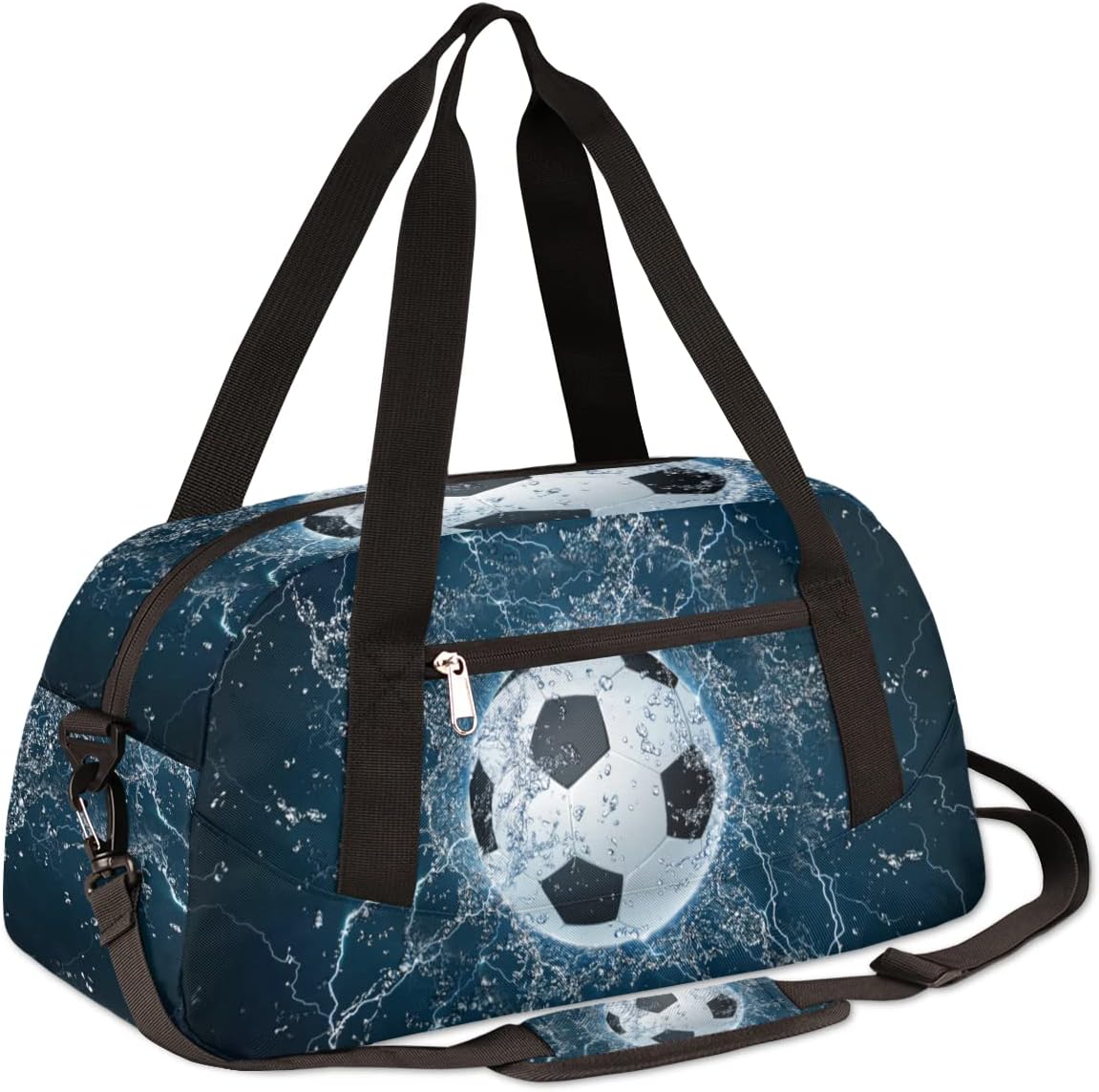 Water Soccer Kids Duffle Bag, Boys Soccer Bags Lightweight Water Resistant Foldable Sports Gym Bag Weekender Overnight Sleepover Carry On Travel Bag for Boys