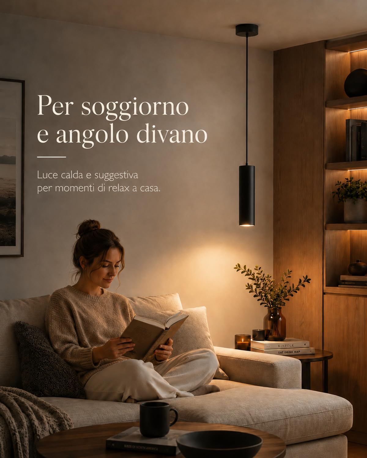 ACMHNC Lampada a Sospensione GU10, Lampada a Sospensione Nero Moderno per Cucina Camera da Letto Comodino, 10W Lampadario Cilindro Regolabile in Altezza 120cm, 3000/4000/6000K, 6x30 cm