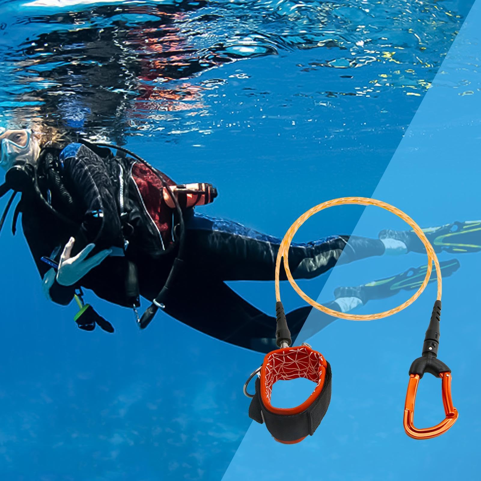 Lanyard für Apnoe, Taucher-Lanyard - Outdoor Wassersportleine zum Tauchen | Sicherheitsseil für Tauchen Tauchen | Sicherheitsseil für das Schnorcheln