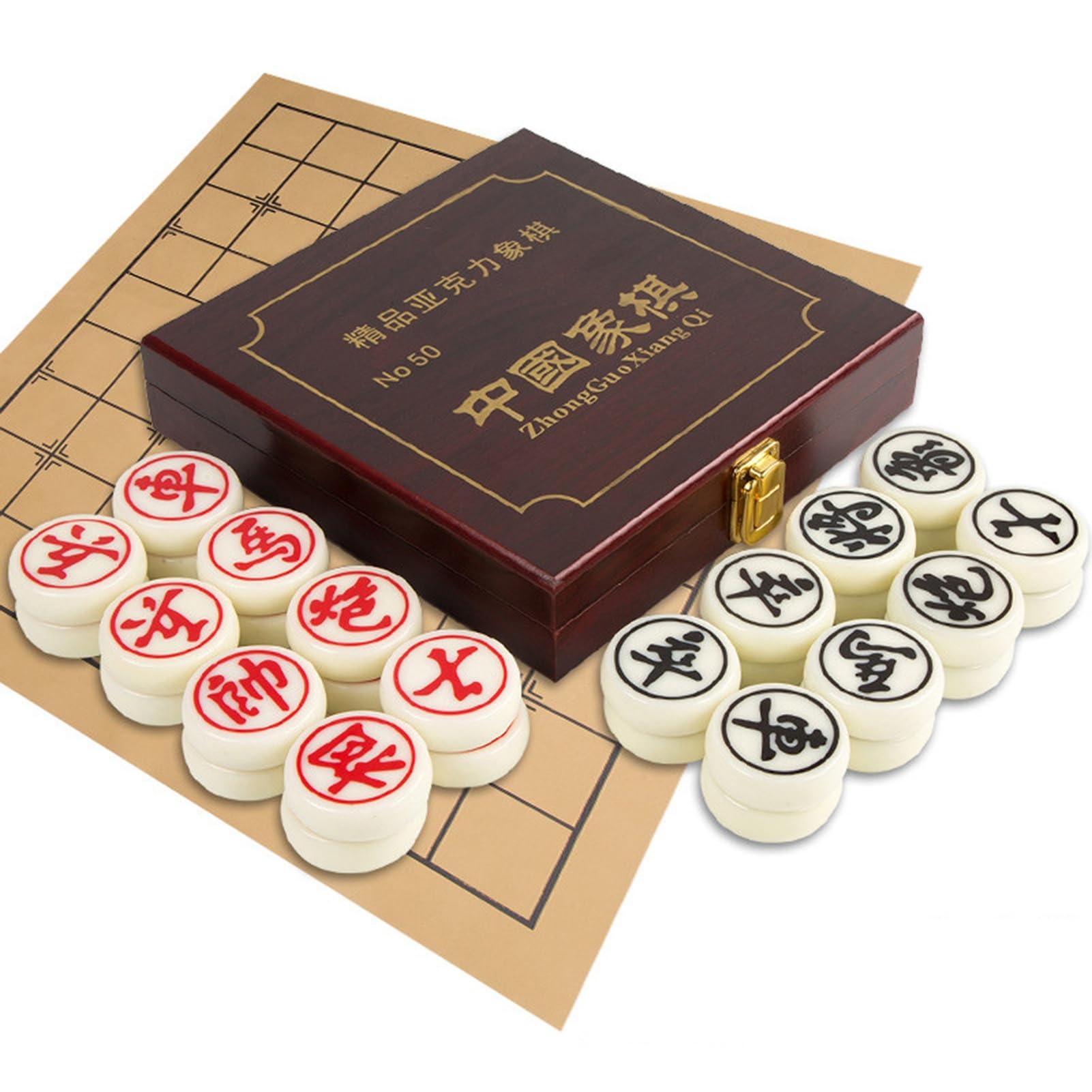 Juego de Mesa Chino Xiangqi de ajedrez con Piezas de ajedrez de melamina y Tablero de ajedrez