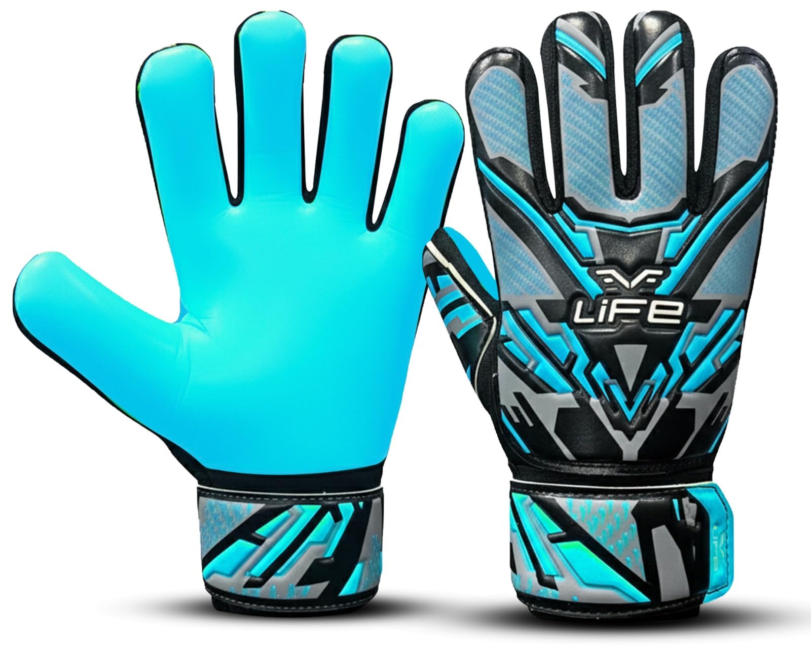 Football Goalkeeper Gloves Latex For Mens Kids Boys Children Youth Soccer Goalie Training Gloves With Strong Super Grip Palms With Wrist Support (Blue, Size 4 suitable for 6 to 9 years old)