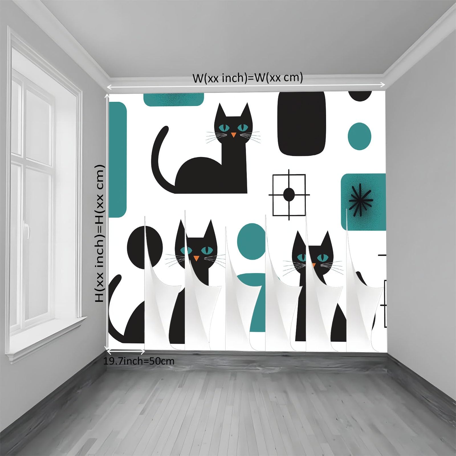 Fototapeta z włókniny 300 x 210 cm, abstrakcyjna, geometryczna, kot, minimalistyczna tapeta - do salonu - tapeta z włókniny XXL, tapeta ścienna, tapeta z motywem, efekt 3D, dekoracja ścienna, biała
