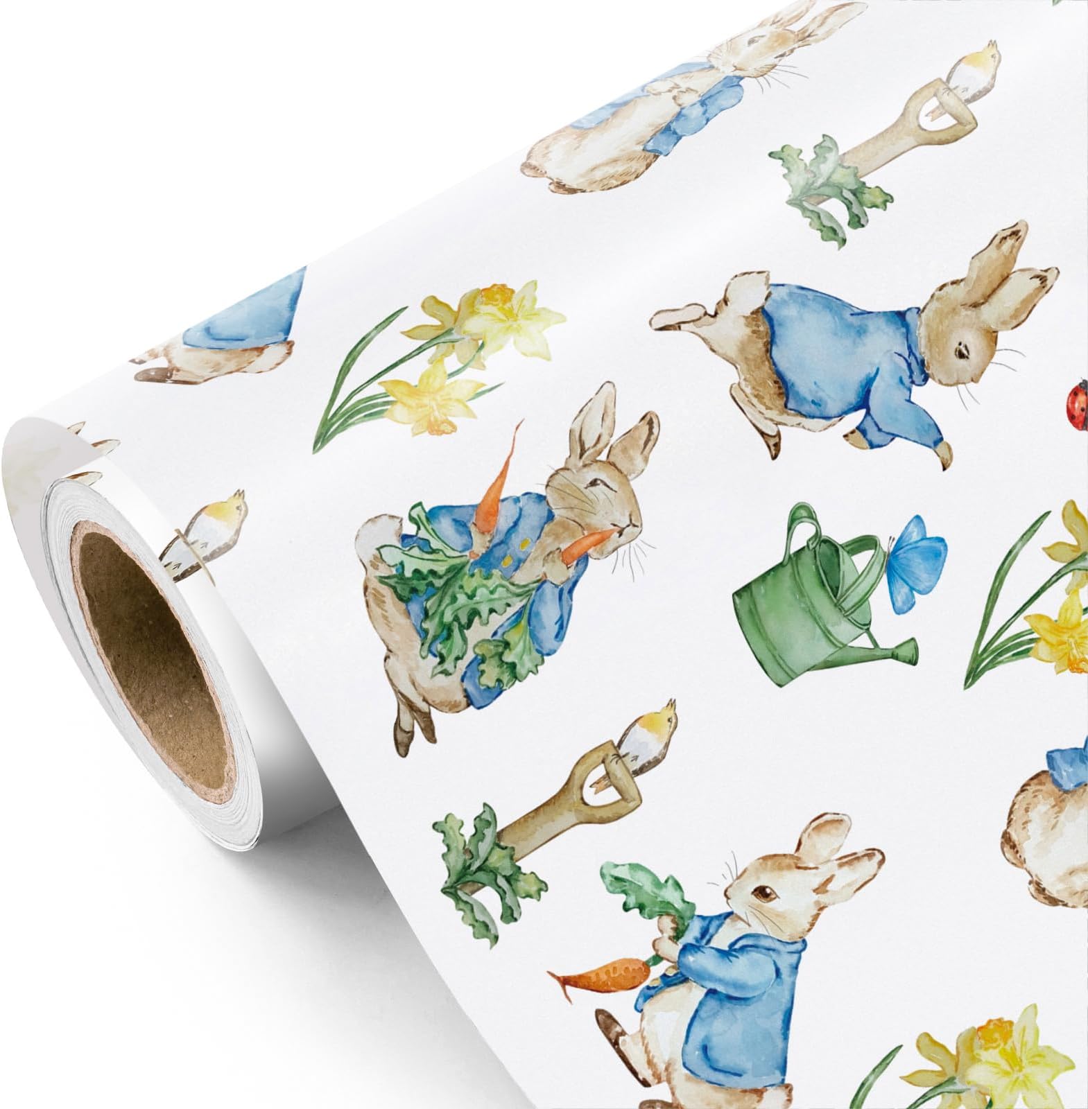WRAPAHOLIC Easter Wrapping Paper Roll - Mini Roll - 17 Inch x 16.5 Feet - Rabbit Design Perfect for Easter, Spring Party, Baby Shower, Holiday