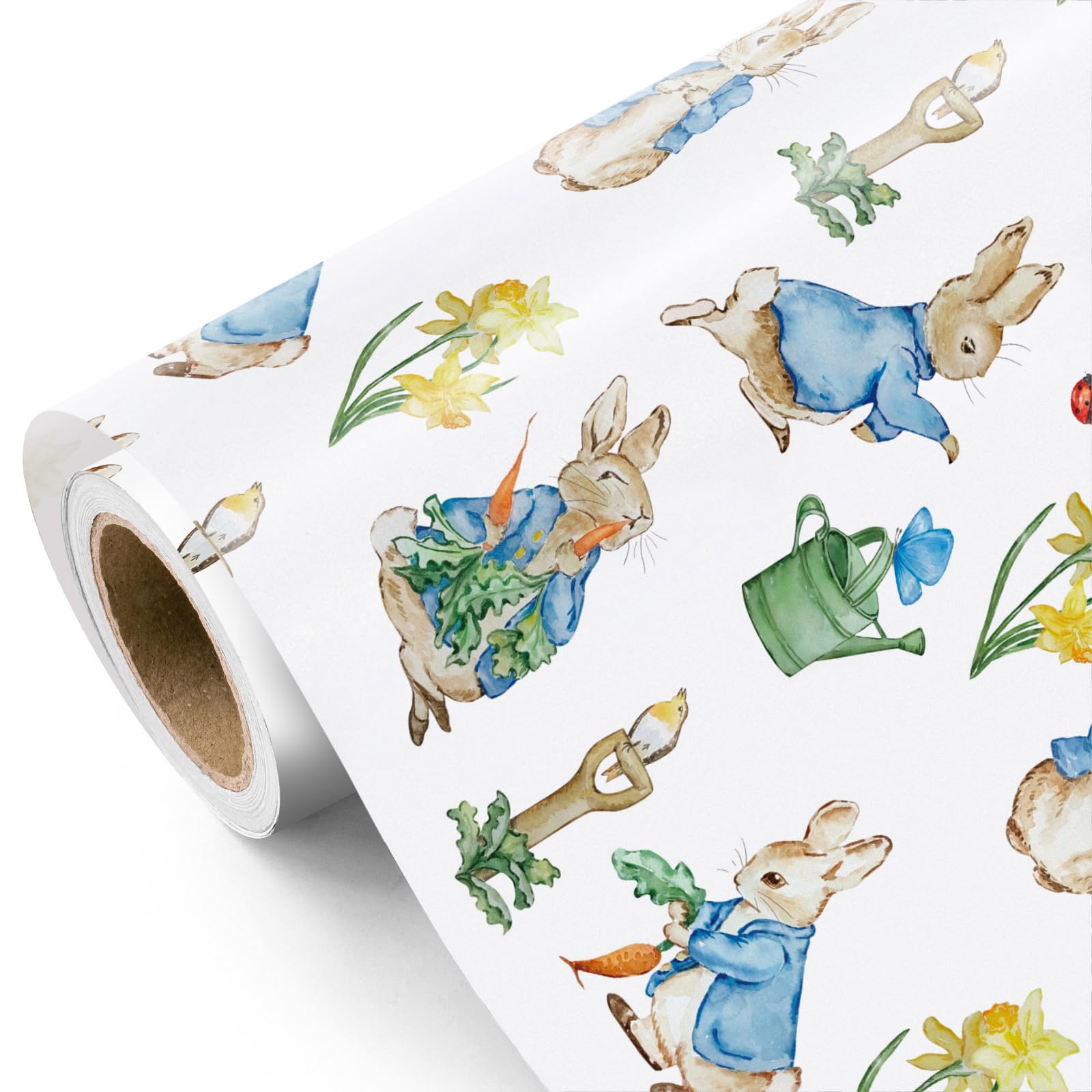 WRAPAHOLIC Rouleau de papier cadeau de Pâques – Mini rouleau de 43,2 cm x 5 m – Motif lapin parfait pour Pâques, fête de printemps, fête prénatale, vacances