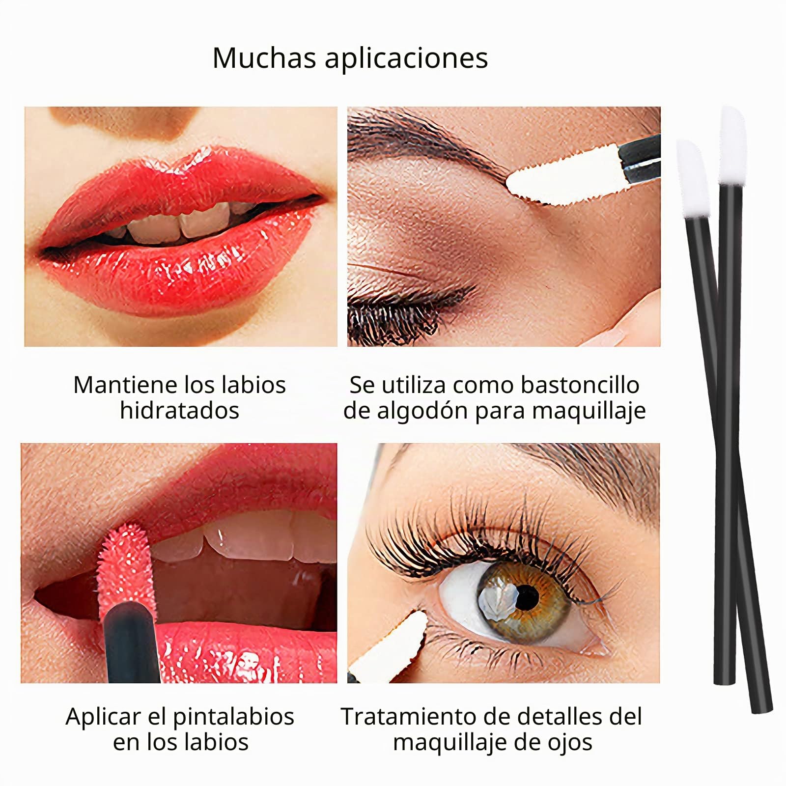 VEGCOO 300 Pinceles Desechables para Labios y Cejas Maquillaje Negro