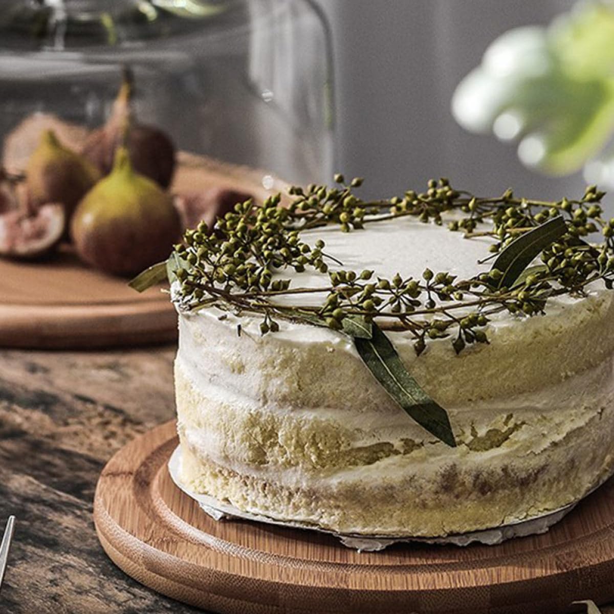 Couvercle à Gâteau en Verre et Bois, Dôme Hermétique Portable pour Aliments