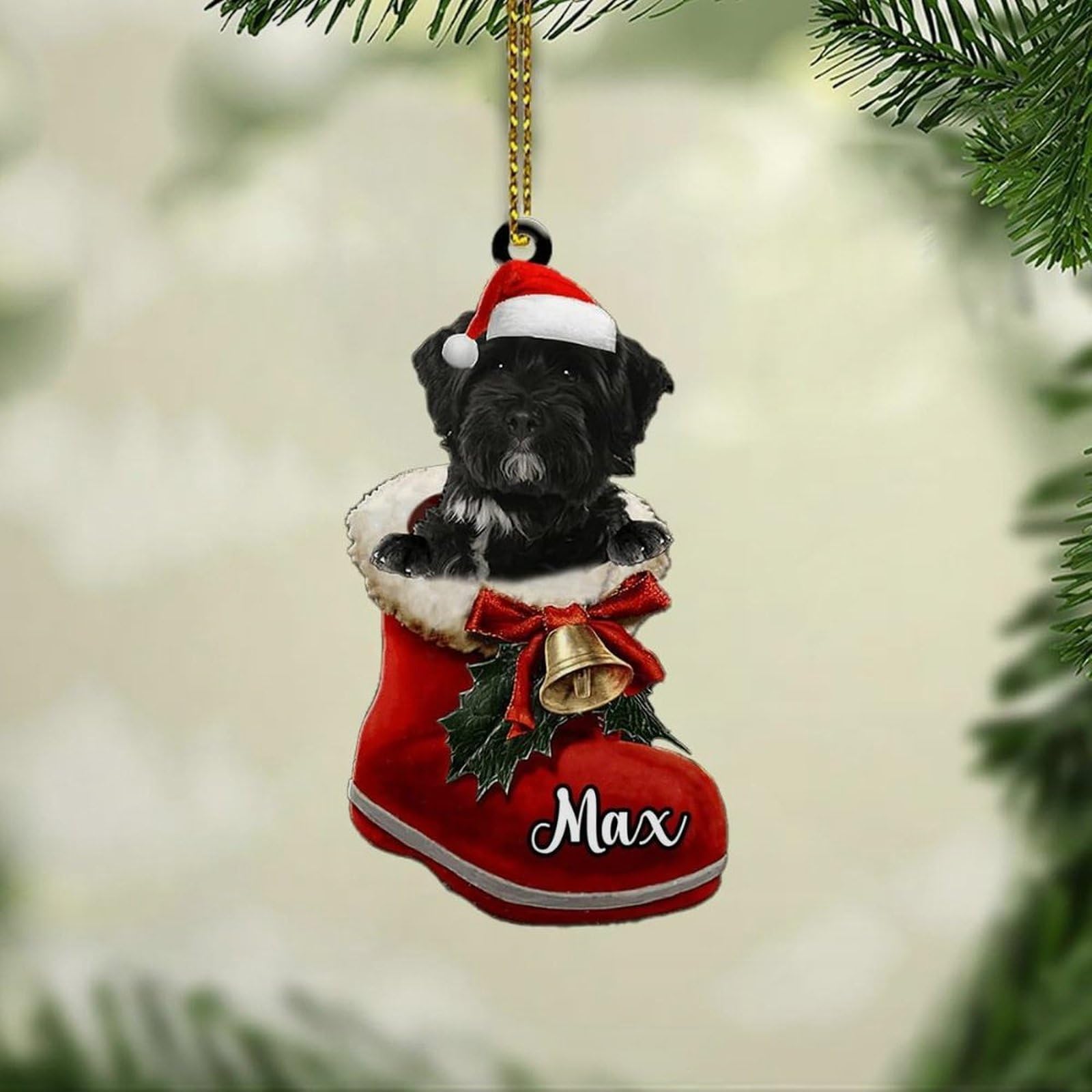 Luckluccy Tibetan Terrier Black Custom Ornament,Personalized Dog Christmas Ornament 200