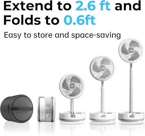 Miniatura 9 de Ventilador de batería de 40000 mAh, ventilador plegable recargable, funcionamiento de 106 horas, 8 velocidades oscilantes con control remoto,