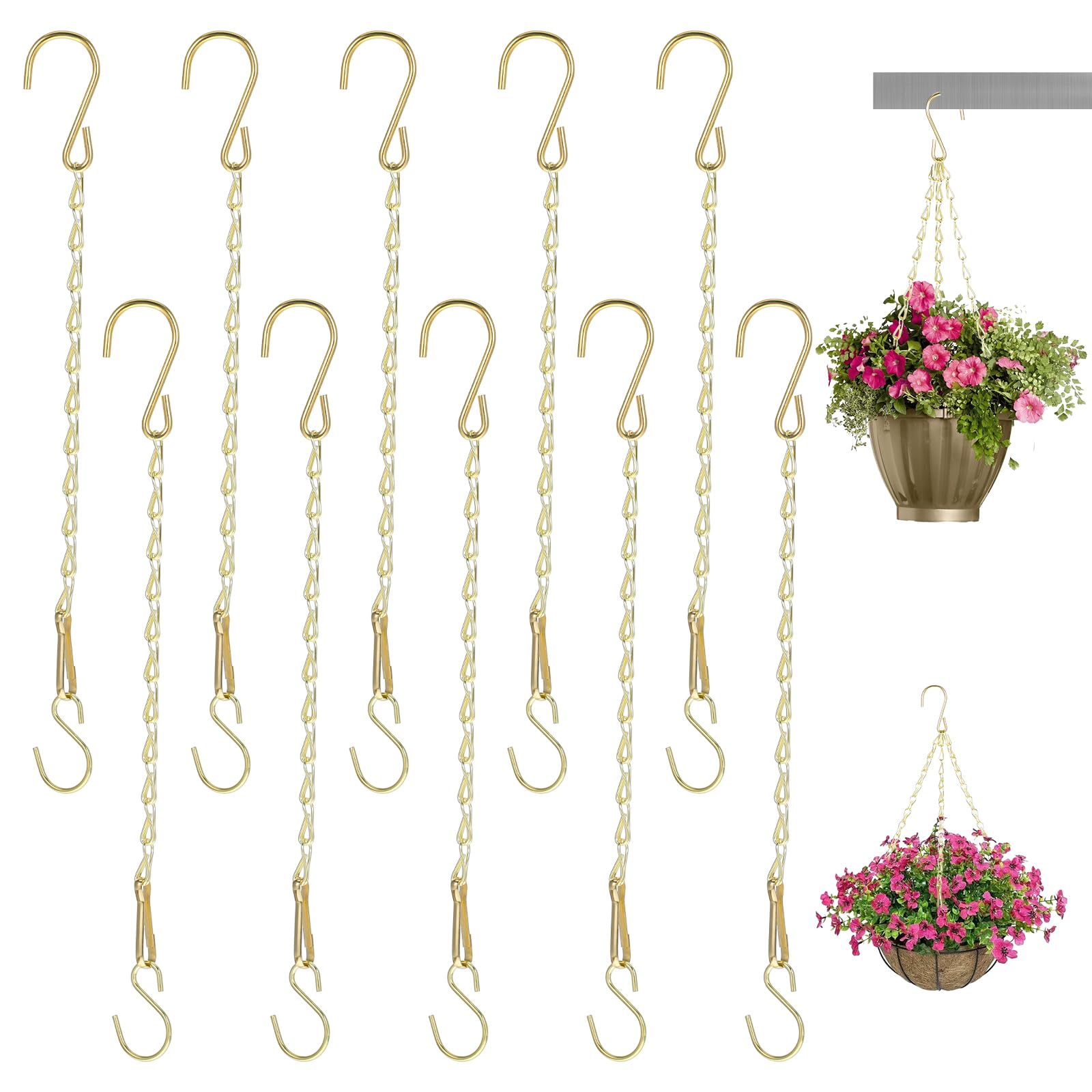 Lot De 10 Chaînes De Suspension En Métal Pour Plantes Avec Crochets En