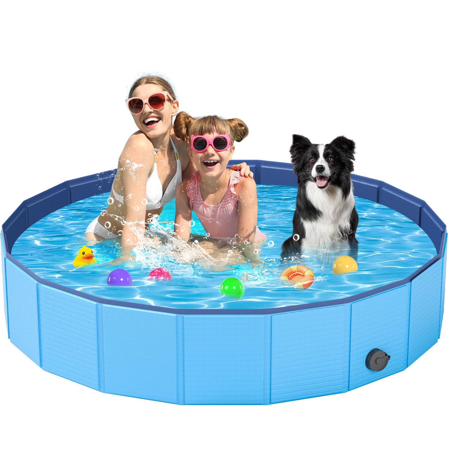 YSJILIDE Hundepool 160 x 30 cm PVC Faltbare Planschbecken für Kinder Abriebfest Rutschfest
