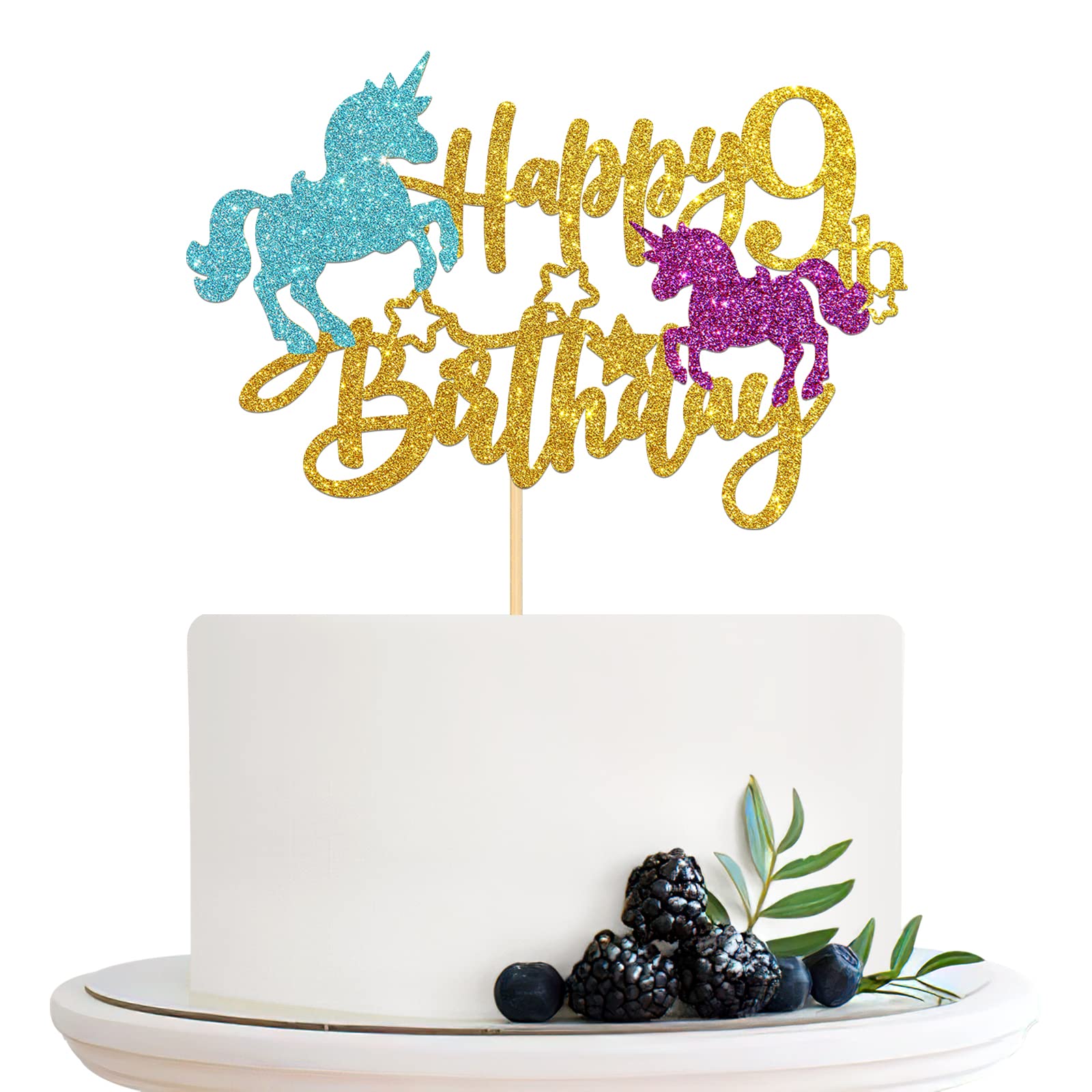Buy Happy 9th Birthday Cake Topper, Unicorn 9th Birthday Cake Topper