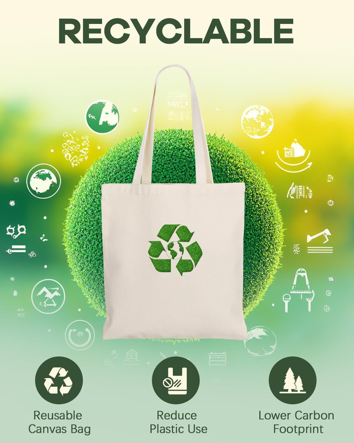 Lzerking 24 Pack Large Canvas Tote Bag Bulk, 14.5x16.3 Inches Blank Tote Bags for DIY Projects, Gift